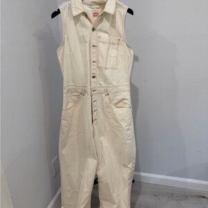 Levi's Cream Sleeveless Utility Jumpsuit